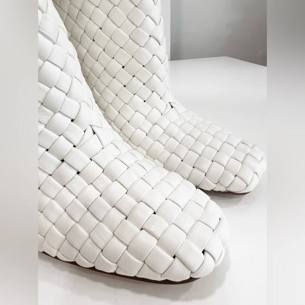 Bottega Veneta Canalazzo Woven Leather Over-the-Knee Intrecciato Boots